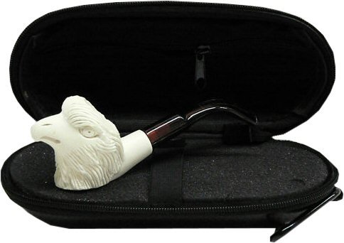 RoyalMeerschaumPipes - Eagle Head Meerschaum Pipe with Zippered Hard Cover