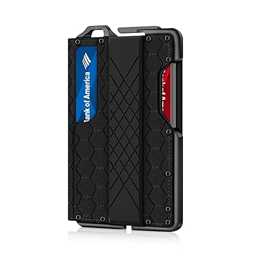 Tactical Minimalist Wallet for Men, Slim RFID-Blocking Metal Card Holder, Front Pocket Men’s Leather Dapper Bifold Wallet with Money Clip Grid