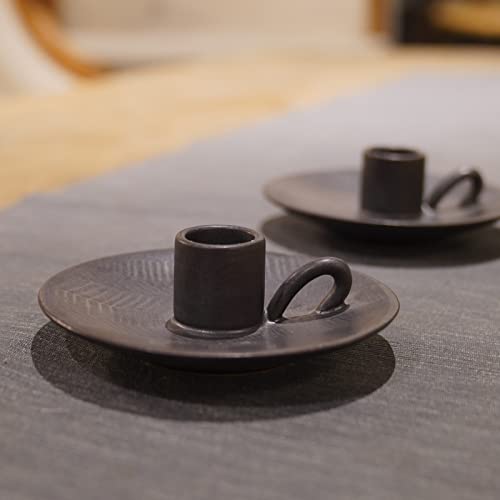Candle Stick Candle Holder Porcelain - Charcoal Gray Candlestick Holder Farmhouse Decor For Home Wedding Party Table Decoration 5 X 5 X 1.5 Inch Guichifun #TOP5