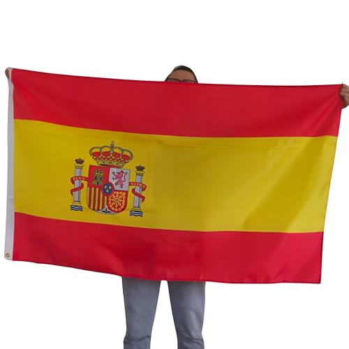 Bandera España Grande 90 x 150 cm – Bandera De España en 100% poliester de 100D o 90 g/m² para Celebraciones y Decoración Interiores y Exteriores – Perfecta para eventos y ocasiones patriótica.