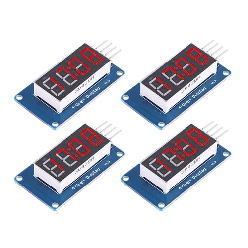 Fafeicy Module D'Affichage LED à 4 Chiffres, Puce D'entraînement TM1637 avec Affichage à 8 Segments, 4 Tubes Numériques LED Rouges avec Réglage de L'échelle de Gris, pour Projets de