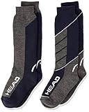 HEAD Jungen Ski V-Shape Kneehigh 2p Sportsocken, Grau (Blue/Grey Mélange 277), One Size (Herstellergröße: 031) (2er Pack)