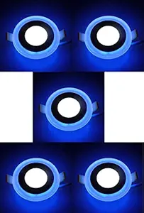 Errol 6W LED Double Color(Blue and White) Round Conceal Panel Ceiling Light 3D Effect Lighting (Pack of 5)