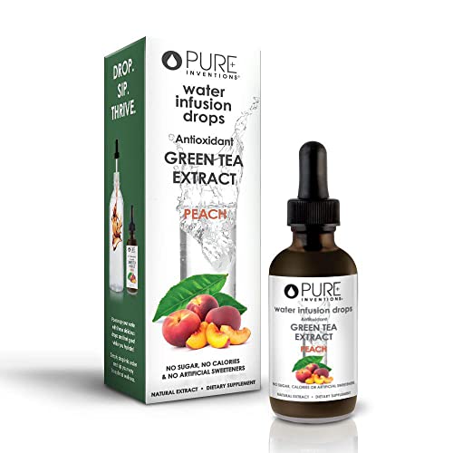 Image of Pure Inventions Water Enhancer Drops - Refreshing and Delicious - Antioxidants, Electrolytes - No Sugar, Calories, or Artificial Sweeteners - Green Tea Peach (30 Servings)