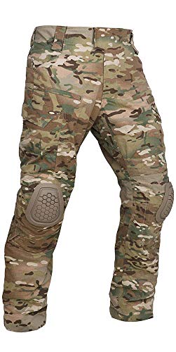KRYDEX K4 Combat Pants with Knee Pads Ripstop Como Cargo Pants for Men (XL, MC)