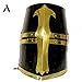 AnNafi® Medieval Knight Crusader Armour Helmet | Black Finish Sugarloaf and Brass Design Templar Helmet | Great Greek Roman Spartan Helm A+ | Wearable For Adult | Medieval Costumes |