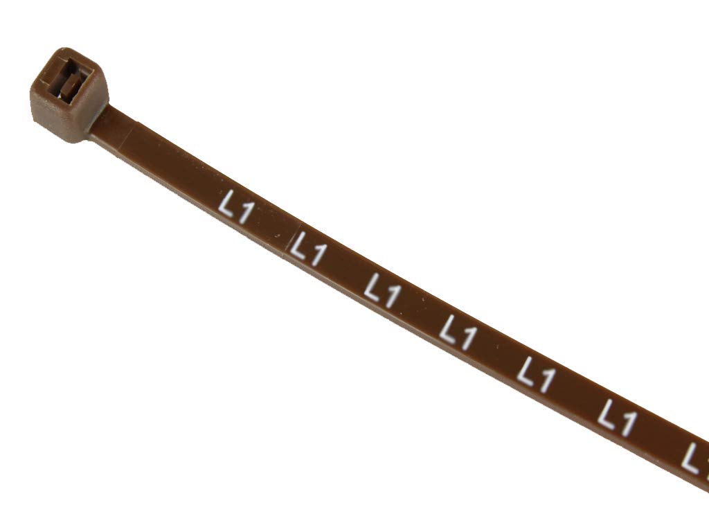 Printed Electrical Metering Cable Ties - Brown L1 (1000 pcs)