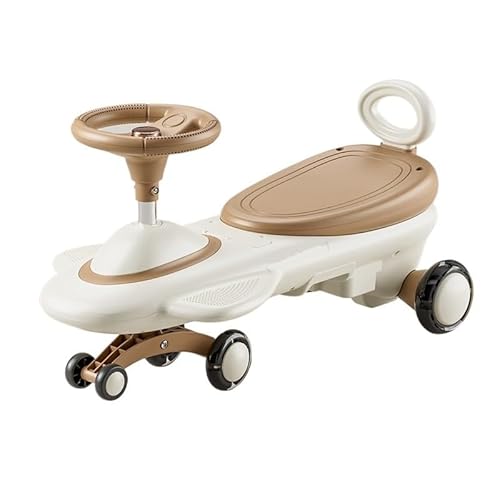 タンブルバイク 子供用電動乗用車 6V ウィグルカー ライト付き 音楽付き 男の子 女の子向け 室内/屋外用 おもちゃ スイングバイク(Brown,Sliding type)