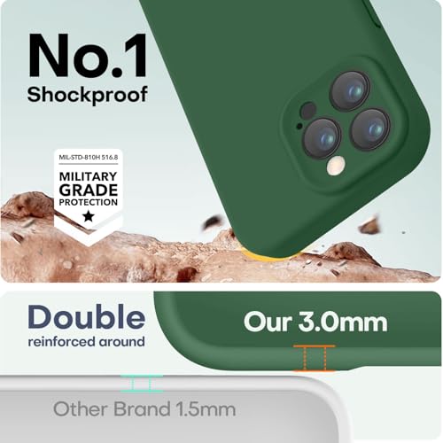 Image of LOVE 3000 Designed for iPhone 16 Pro Max Case, Premium Silicone with [Soft Anti-Scratch Microfiber Lining] Shockproof Protective Phone Case for Men Women Girls 6.9 inch, Green