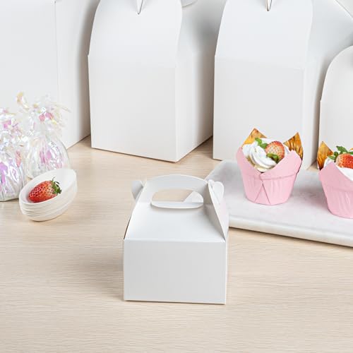 Bio Tek 4 x 2.5 x 2.5 Inch Gable Boxes For Party Favors, 100 Attractive Gift Boxes - With Built-In Handle, Greaseproof, White Paper Barn Boxes, For Special Events Or Parties by Restaurantware - Image 8