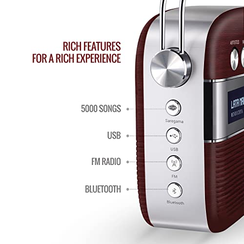 Image of Saregama Carvaan Marathi - Portable Music Player with 5000 Preloaded Songs, FM /BT /AUX (Cherrywood Red)