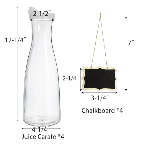 Jucoan 4 Pack 50 oz Plastic Juice Carafe with Lids for Mimosa Bar, Brunch, Clear Water Carafes with Flip Top Lid, Narrow Neck for Iced Tea, Beverage, Milk, Cold Brew, Lemonade, Mimosa Bar Supplies - Thumbnail 3