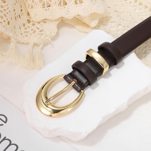 Women's leather Belt With Adjustable Thin waist Belt for Jeans Pants Dress Casual Wear with Gold Silver Buckle3