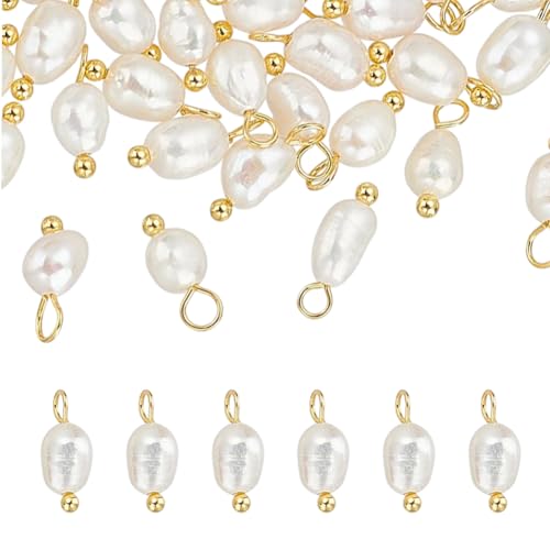 Perles baroques blanches de 50 pièces avec anneau de suspension de 2 mm