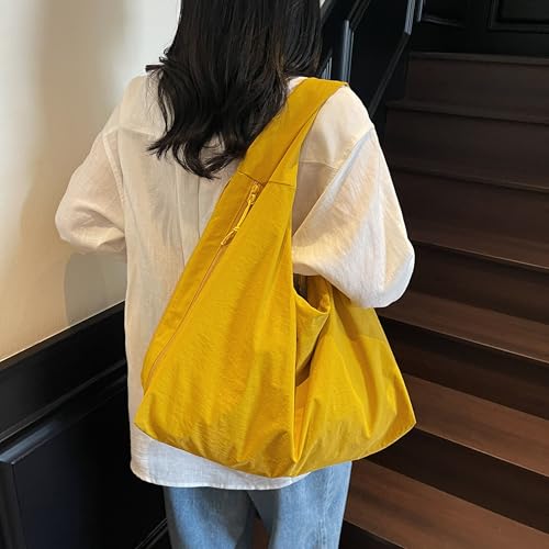 Bolso tote slouchy amarillo para mujer gran capacidad miniatura 3