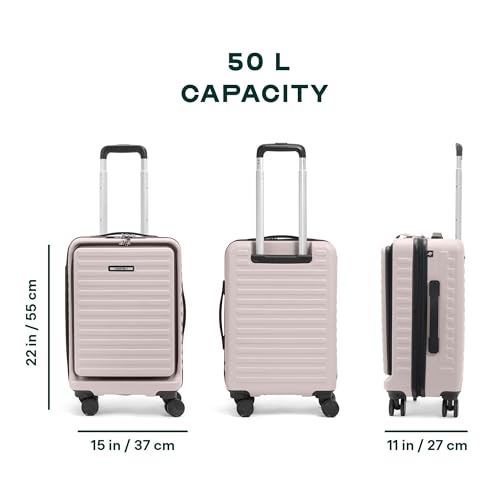Image of Assembly Cabin Suitcase Small with Double Spinner Wheels & 3 Packing Cubes, Lightweight Polycarbonate Hard Shell Carry On Luggage for Business Travel & Getaway, Ivory, 20-Inch