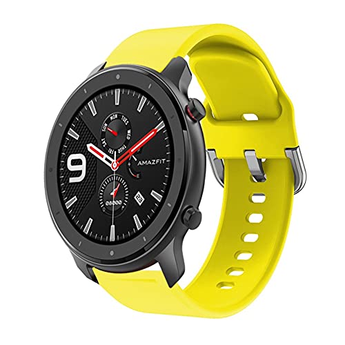 Banda Pulsera 22mm Correa Compatible Con Amazfit GTR 47mm con Amazfit GTR 2 GTR 2e Pulsera Silicona Reemplazar Suave Plastico Para Smartwatch (Amarillo) Cover