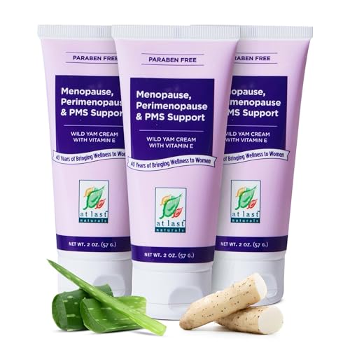 At Last Naturals Wild Yam Cream Hormone Balance for Women Menopause PMS Relief with Vitamin E Helps Smooth Dry Skin Reduce Hot Flashes and Promotes Well Being (1 Pack of 3 units)