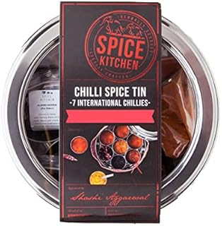 Spice Kitchen International Chilli Collection includes 7 premium, selected chillies together with a stainless steel Chilli storage tin
