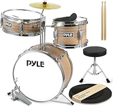 🥁 COMPLETE KIT: The Pyle Junior Drum Kit is a scaled-down, fully functional drum set for kids aged 3-12. This drum kit offers everything expected from an adult drum kit, making it ideal for beginners and junior drummers. 🪑 ADJUSTABLE SEAT: This kids ...