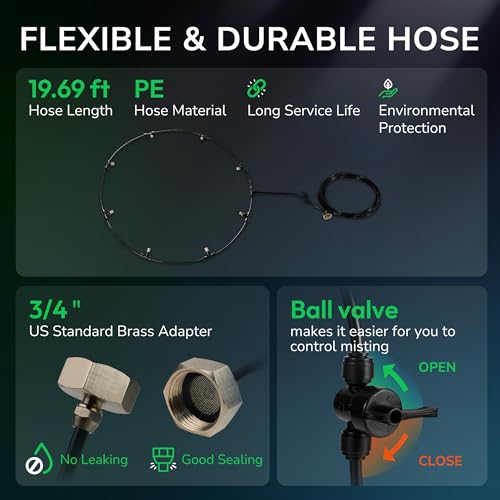 Tornado 24 Inch Outdoor Misting Wall Fan High Velocity Metal Industrial Workstation Wall Mount Fan For Commercial, Residential, Greenhouse Use TEAO Motor 3 Speed 8 Nozzles UL Safety Listed