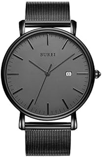 BUREI Herren Uhren Ultra Dünne Minimalistische Quarzuhr mit Datumsanzeige für Damen und Herren Classic Design Edelstahl Uhr 41MM