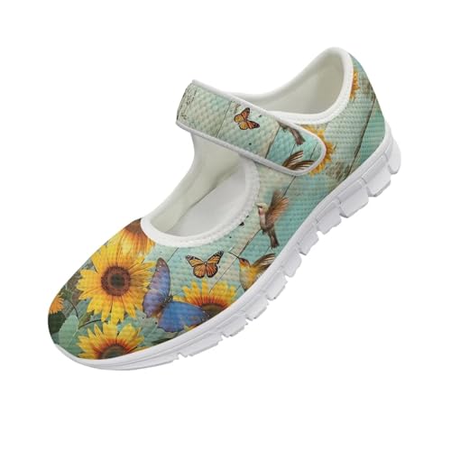 JoyLamoria Women’s Breathable Walking Shoes Trainer Sport Sneakers Adjustable Flats,Tropical Sloth Palm Leaves Print4