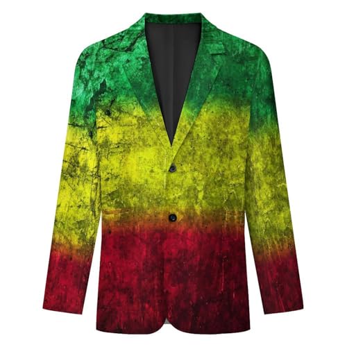 Red Yellow Green Rasta Flag Mens Blazer Suit Jacket Lightweight Slim Fit Casual Coat4