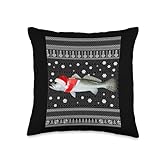 Xmas Fish Santa Hat Speckled Trout Ugly Gift Tee Xmas Fish Santa Hat Speckled Trout Ugly Christmas Throw Pillow, 16x16, Multicolor