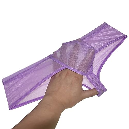 Men's Sheer Organdy Cheeky Boxers Thong Underwear Male U-briefs Gloss & C-thru Mesh Underpants Half Hip Coverage2
