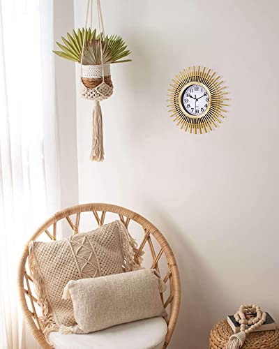 Bew Gold Starburst Wall Clock For Living Room Decor, 10 Inch Battery Operated Analog Wall Clock, Small Mid Century Wall Clock For Kitchen, Office, Bathroom, Bedroom #TOP5