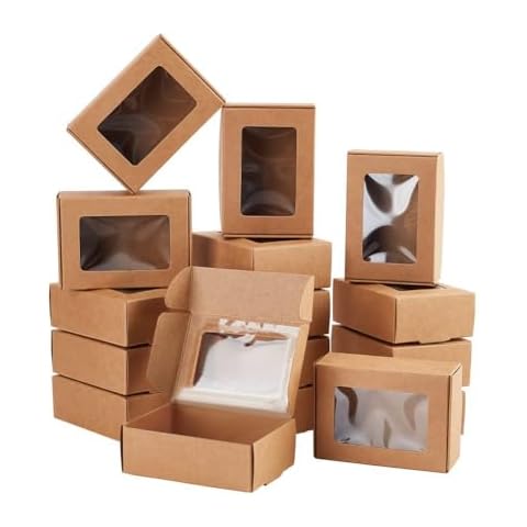 BENECREAT 30 Packs Christmas Kraft Paper Boxes Cover