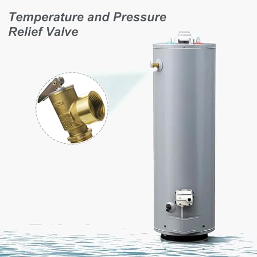 Image of RV Water Heater Relief Valve, 210F 150 psi Temperature and Pressure Relief Valve for Hot Water Tanks, Max 200,000 BTU /h Thickened Brass Body with Extended Probe, 3 /4 inch NPT Thread Connection