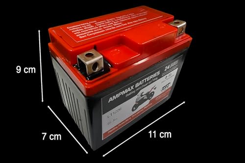 Image of Ampmax LT1206 Lithium Phosphate Motorcycle Battery, 12V 6Ah, Zero Maintenance, 24-Month Warranty, with active balancing