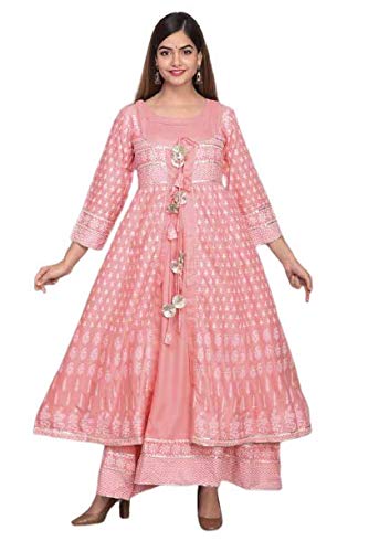 AADVISOUL Womens Straight Anarkali Long Kurta Gown with Jacket for Girls