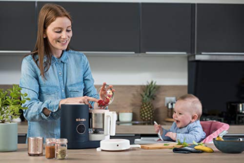Beaba Babycook Neo Midnight Glass Baby Food Maker, Silicone Divided Plate With Silicone Spoon, Pasta And Grain Insert, Multiportions Silicone Storage Food Tray, Ducasse Cookbook #TOP1
