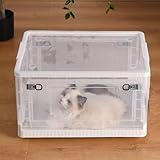 Cat Drying Box | Anti-Hair Flying | Transparent Foldable Pet Drying Room | Drying Cage for Cat and Small Dogs | Without Hair Dryer (Transparent White, Medium)