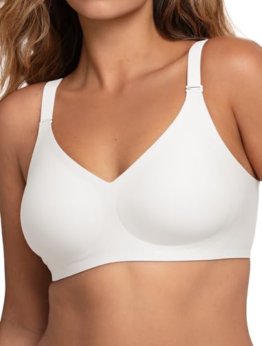 Image of Women V Neck Wireless Bra Full Coverage Comfort Jelly Strip Bras Supportive Seamless Bralette