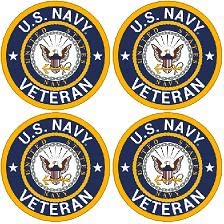 4-Pack 1.5 inch Round U.S. Navy Veteran Sticker (Naval Vet Small Logo us Sailor Vinyl Decal car Cell Laptop) USN Licensed