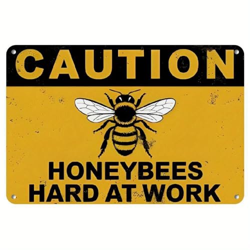 Cartello con habitat delle api al lavoro, decorazione da giardino impollinatori, 20 x 30 cm, in alluminio, vintage, per casa, cortile, prato, grotta, garage, 20 x 30 cm, per interni ed esterni