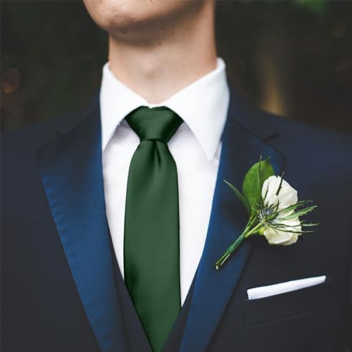 Image of WOXVM Men's Ties Classic Solid Satin Tie Pure Color 3.15 inch Mens Necktie, Premium Formal Black Ties For Men Business & Wedding