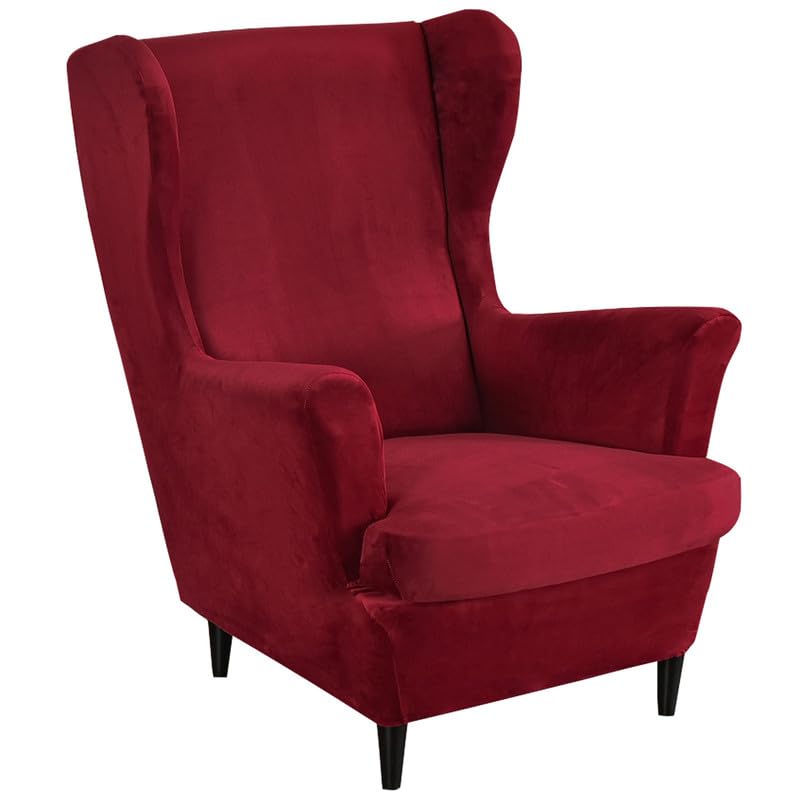 Mingfuxin Wingback Chair Covers 2 Piece Set Stretch Wing Chair Cushion Sofa Slipcovers