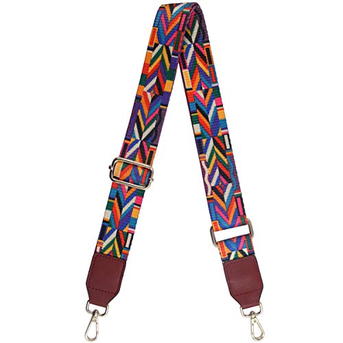 Image of Duwi Wide Handbag&Purse Strap Jacquard Woven Guitar Style Multicolor Replacement Strap Canvas Adjustable Crossbody Bag Strap