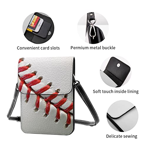 Sac à bandoulière pour téléphone portable en cuir noir avec rabat motif baseball - 6