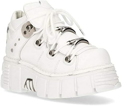New Rock 106N-S8 Men's Tower 100% White Leather Goth Platform Punk Fashion Ankle Boots Shoe 6.5 | Image 5