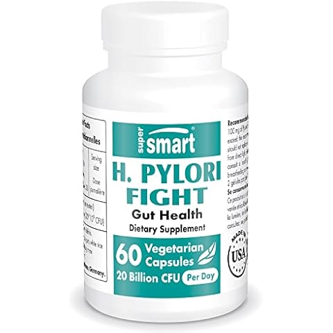 SUPERSMART - H. Pylori Fight 100 mg - Vegetarian Capsules - Relieves Acid Lifts and Stomach Aches Cover