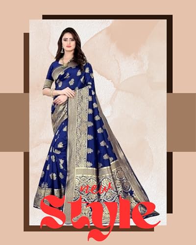 Image of Women's Kanjivaram Ptinted Soft Silk Banarasi Saree With Unstitched Matching Bloue Piece | Saree for Women