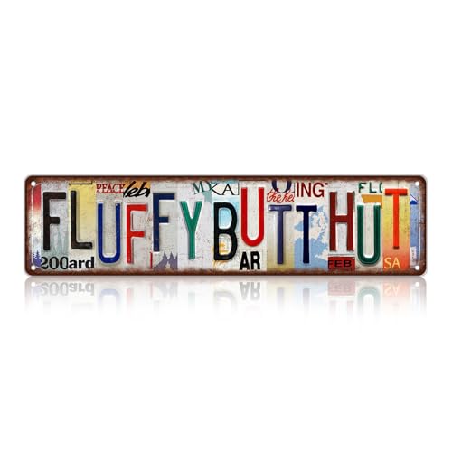 Vintage Fluffy Butt Hut Street Sign Chicken Coop Wall Decor Metal Tin Signs