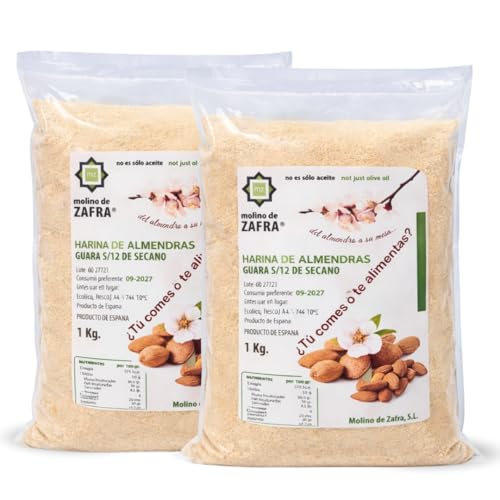 Harina de Almendra 100% Natural Molino de Zafra | Almendra Molida | SIN Gluten | 2Kg Harina de Almendras Ideal para Repostería Saludable y Dieta Keto | Rica en Proteínas y Fibra
