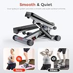 Sunny Health & Fitness Mini Steppers for Home Exercise, Step Workout Machine with Resistance Bands, Full Cardio Equipment, Optional Free SunnyFit App Login, Smart Stepper